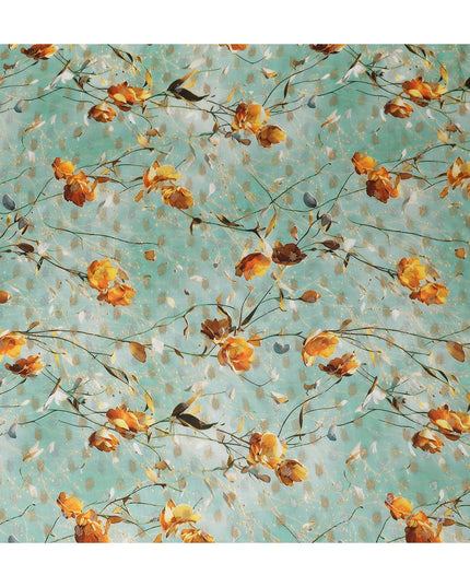 Green Floral Jacquard Viscose Crepe 110cm