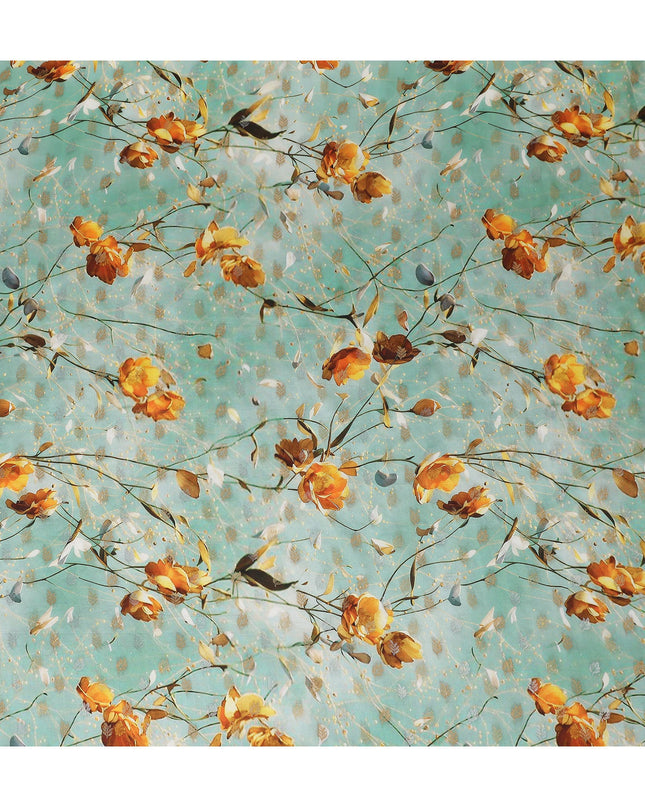 Green Floral Jacquard Viscose Crepe 110cm