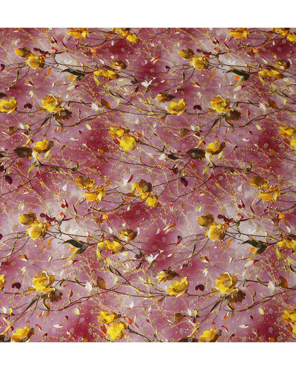 Pink Floral Jacquard Viscose Crepe 110cm