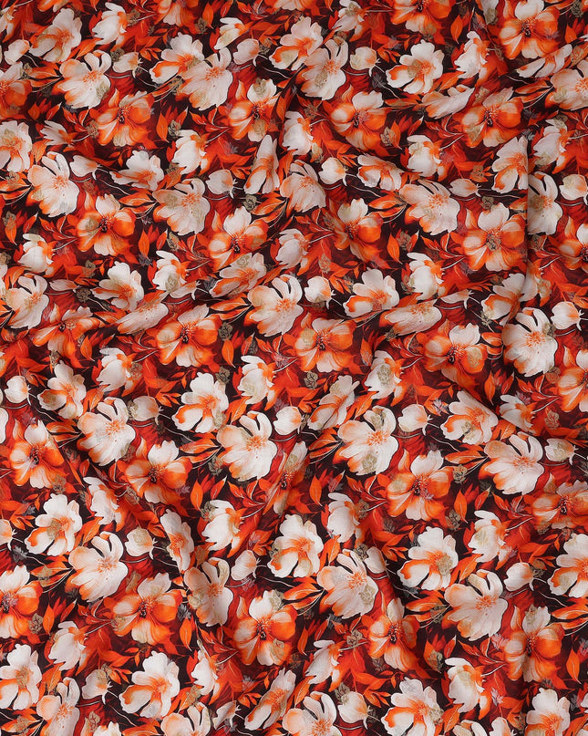 Red Floral Jacquard Viscose Crepe 110cm