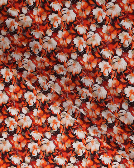 Red Floral Jacquard Viscose Crepe 110cm
