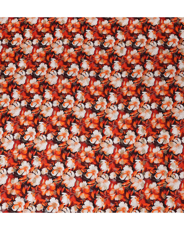 Red Floral Jacquard Viscose Crepe 110cm