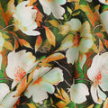 Black Floral Viscose Modal Satin Fabric 110cm - 0617764