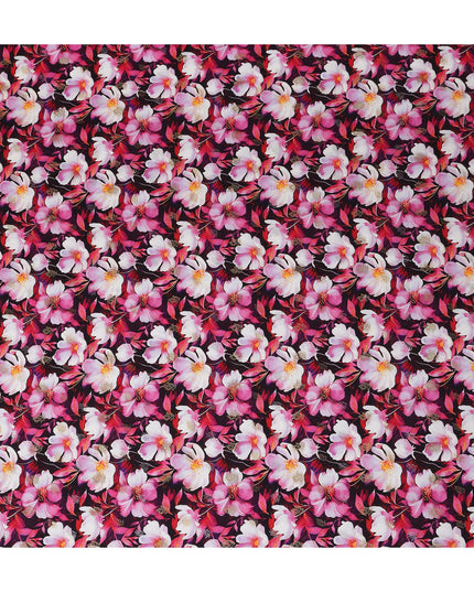 Pink Floral Jacquard Viscose Crepe 110cm