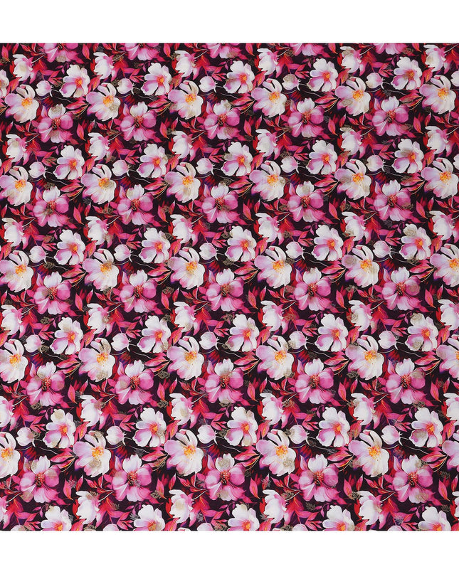 Pink Floral Jacquard Viscose Crepe 110cm