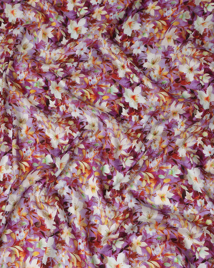 Purple Floral Jacquard Viscose Crepe 110cm