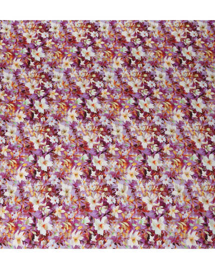 Purple Floral Jacquard Viscose Crepe 110cm