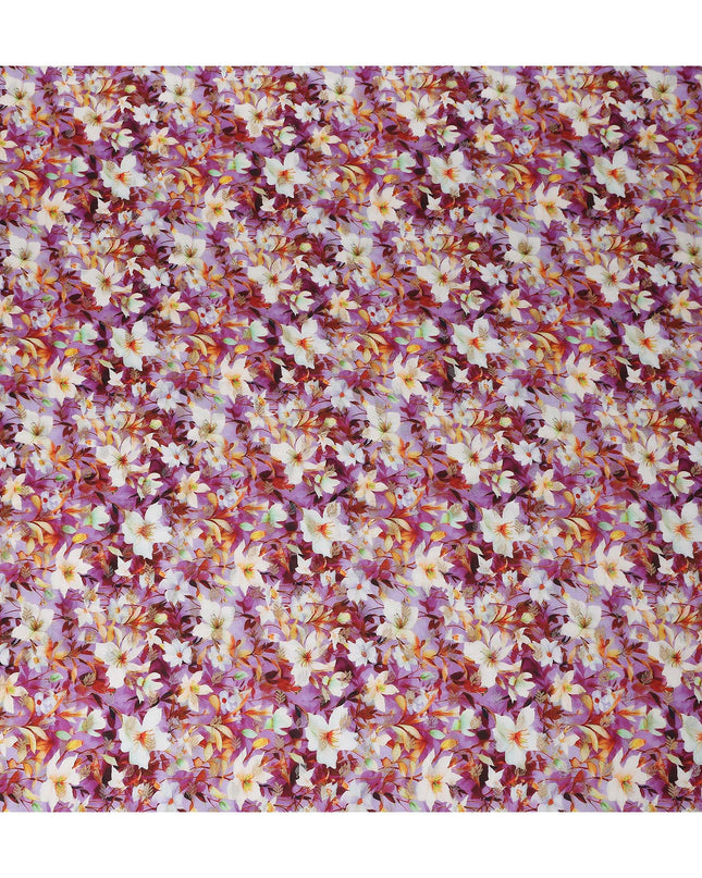 Purple Floral Jacquard Viscose Crepe 110cm