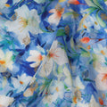 Blue Floral Jacquard Viscose Crepe 110cm
