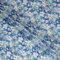 Blue Floral Jacquard Viscose Crepe 110cm
