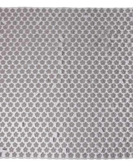 Grey Floral Nylon Tulle Embroidery Fabric 140cm