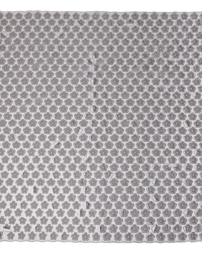 Grey Floral Nylon Tulle Embroidery Fabric 140cm