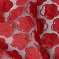 Red Floral Nylon Tulle Embroidery Fabric 140cm