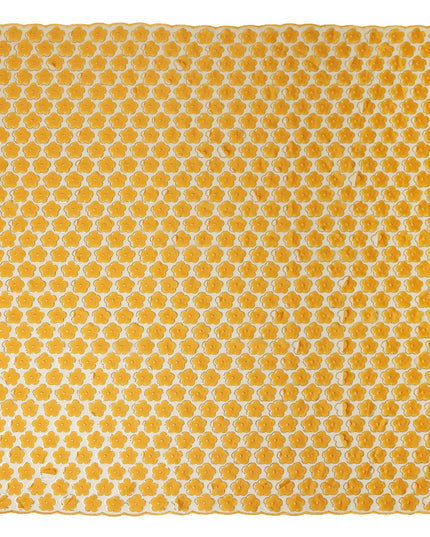 Yellow Floral Nylon Tulle Embroidery Fabric 140cm