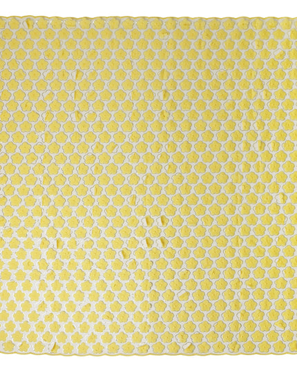 Yellow Floral Nylon Tulle Embroidery Fabric 140cm