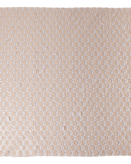 Beige Floral Nylon Tulle Embroidery Fabric 140cm