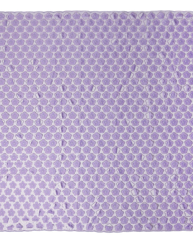 Purple Floral Nylon Tulle Embroidery Fabric 140cm