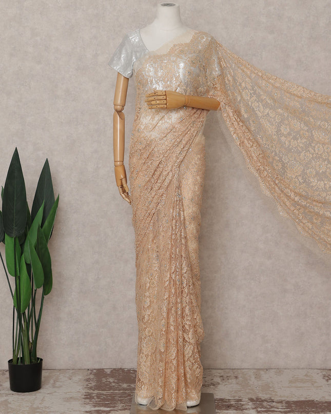 Antique Gold Metallic Lace Saree