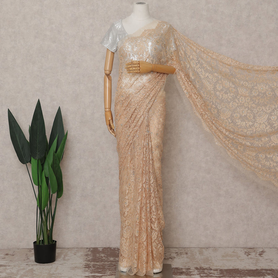 Antique Gold Metallic Lace Saree