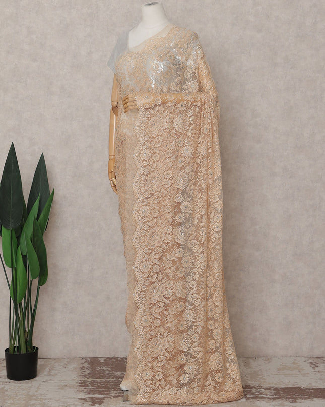 Antique Gold Metallic Lace Saree