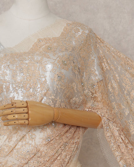 Antique Gold Metallic Lace Saree