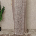 Soft Taupe Rose Premium French Metallic Chantilly Lace Saree with Stone Work, 5.5 Mtrs Length, 110 Cms Width, Made in France-D27137