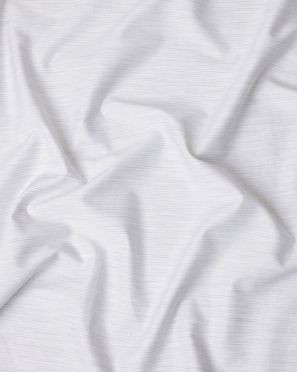 White and Grey Pinstripe Cotton Shirting Fabric, 150 Cms Width, Made in India-D26150