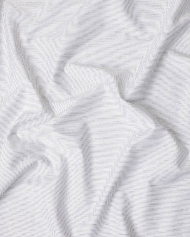 White and Grey Pinstripe Cotton Shirting Fabric, 150 Cms Width, Made in India-D26150