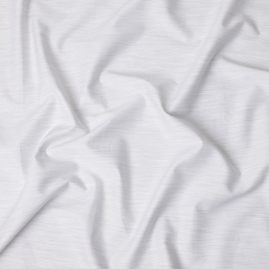 White and Grey Pinstripe Cotton Shirting Fabric, 150 Cms Width, Made in India-D26150