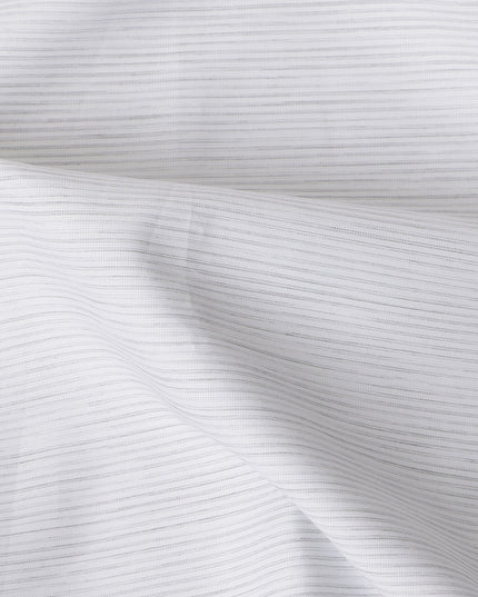White and Grey Pinstripe Cotton Shirting Fabric, 150 Cms Width, Made in India-D26150