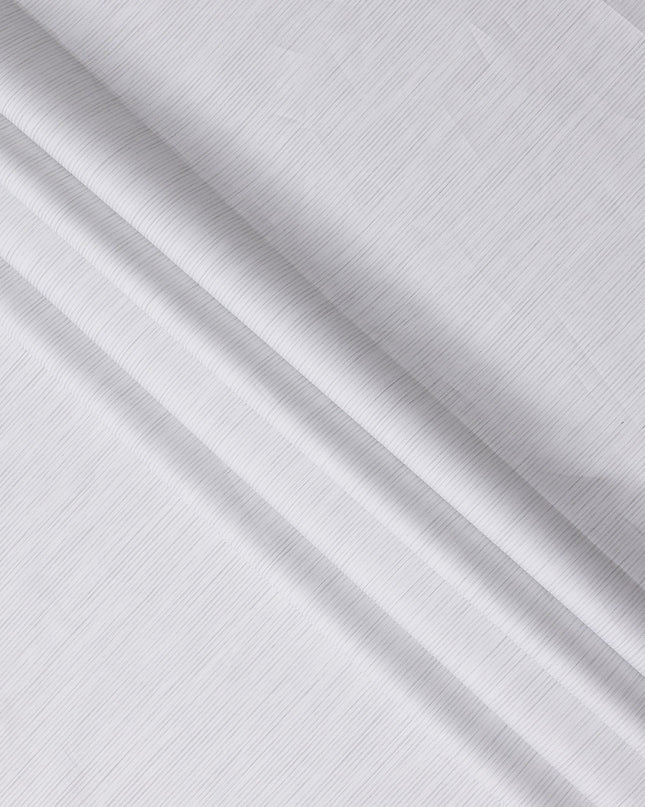 White and Grey Pinstripe Cotton Shirting Fabric, 150 Cms Width, Made in India-D26150