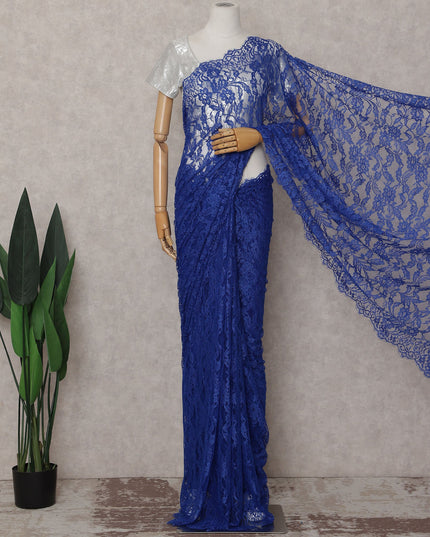 Royal Blue French Chantilly Lace Saree