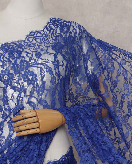 Royal Blue French Chantilly Lace Saree