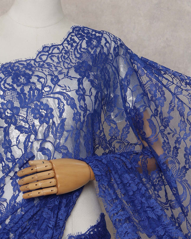 Royal Blue French Chantilly Lace Saree