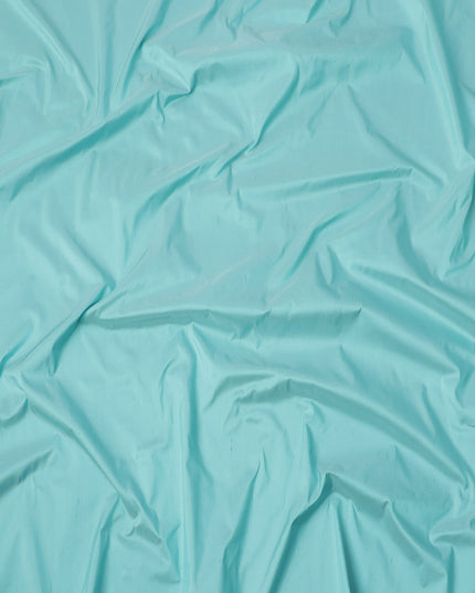 Aqua Blue Plain Pure Raw Silk Fabric, 140 Cms Width, Made in India-D25985