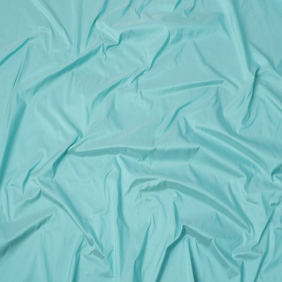 Aqua Blue Plain Pure Raw Silk Fabric, 140 Cms Width, Made in India-D25985
