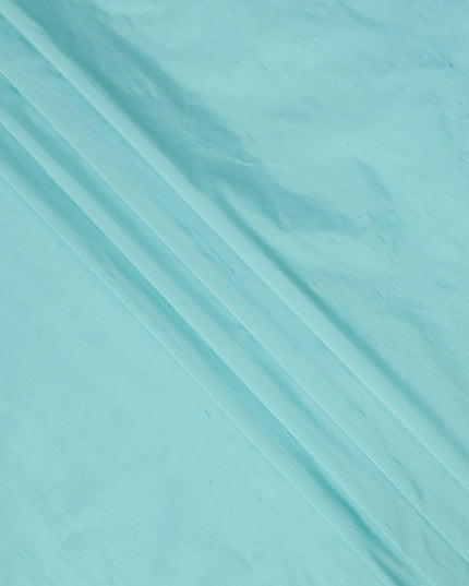 Aqua Blue Plain Pure Raw Silk Fabric, 140 Cms Width, Made in India-D25985