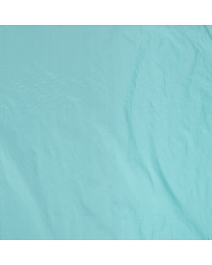 Aqua Blue Plain Pure Raw Silk Fabric, 140 Cms Width, Made in India-D25985