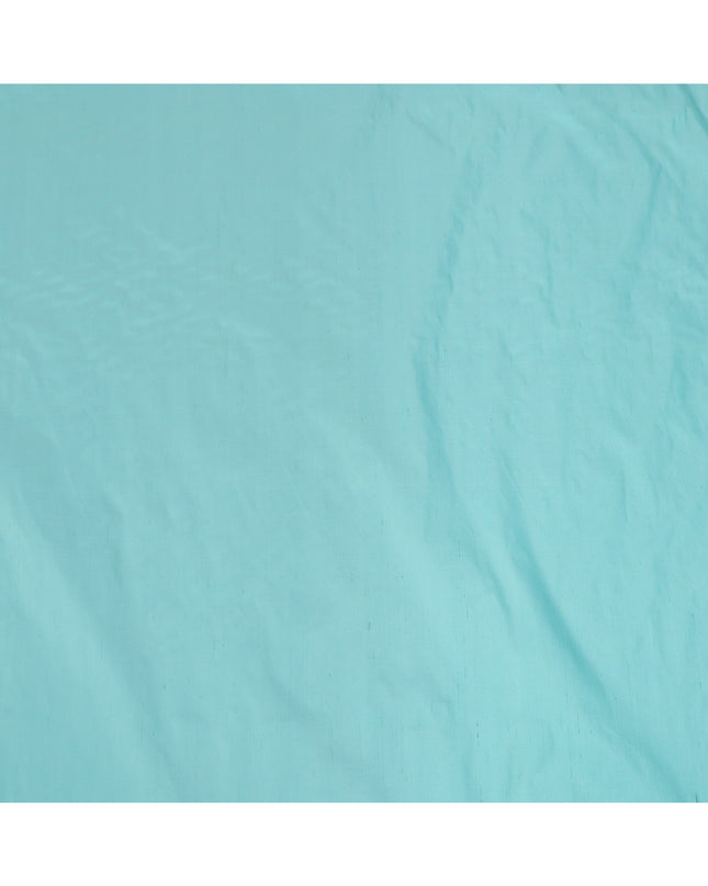 Aqua Blue Plain Pure Raw Silk Fabric, 140 Cms Width, Made in India-D25985