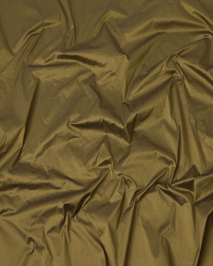 Olive Green Plain Pure Raw Silk Fabric, 140 Cms Width, Made in India-D25979