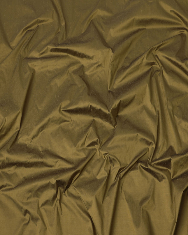 Olive Green Plain Pure Raw Silk Fabric, 140 Cms Width, Made in India-D25979