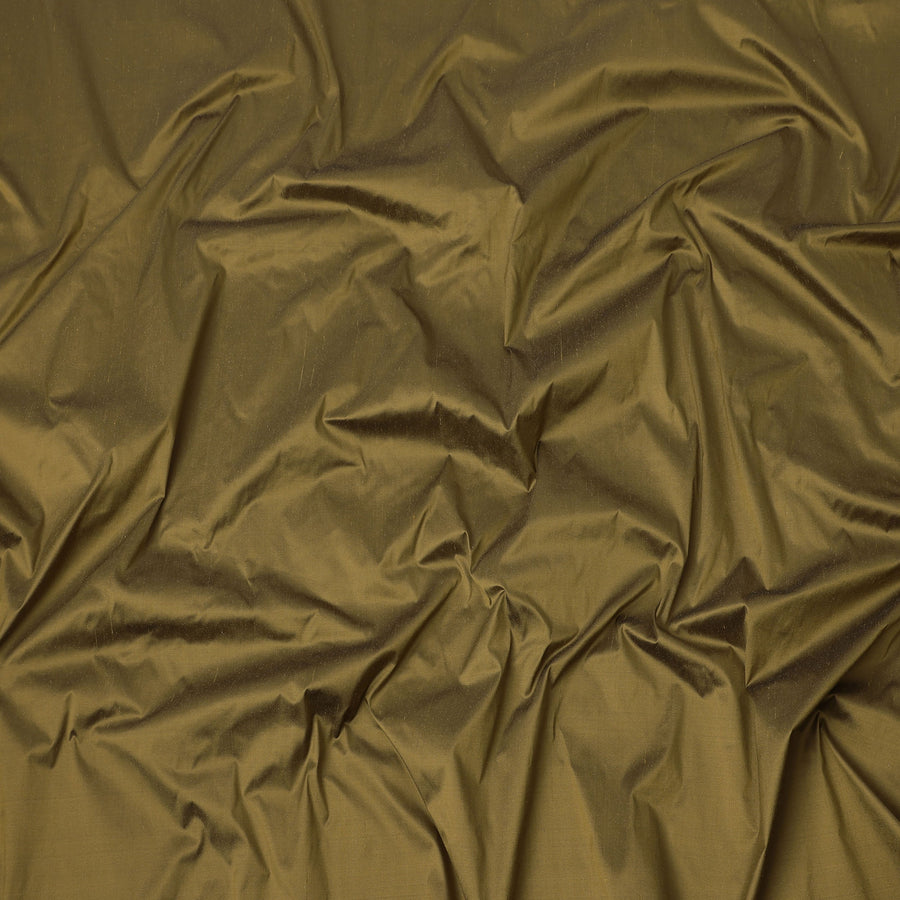 Olive Green Plain Pure Raw Silk Fabric, 140 Cms Width, Made in India-D25979