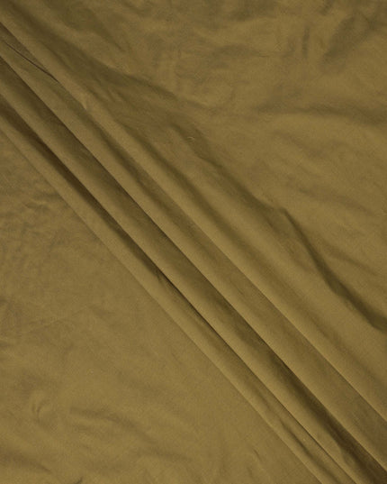 Olive Green Plain Pure Raw Silk Fabric, 140 Cms Width, Made in India-D25979