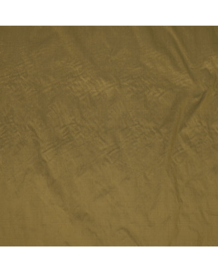 Olive Green Plain Pure Raw Silk Fabric, 140 Cms Width, Made in India-D25979