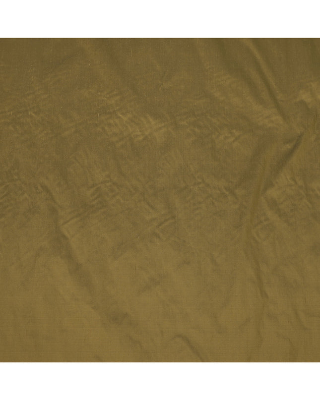 Olive Green Plain Pure Raw Silk Fabric, 140 Cms Width, Made in India-D25979