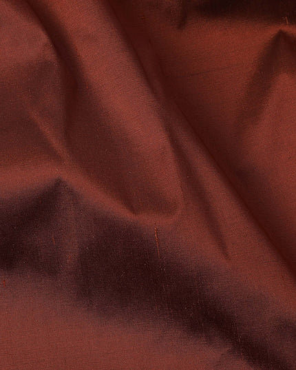 Rust Brown Plain Pure Raw Silk Fabric, 140 Cms Width, Made in India-D25984