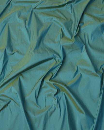 Teal Green Plain Pure Raw Silk Fabric, 140 Cms Width, Made in India-D25988