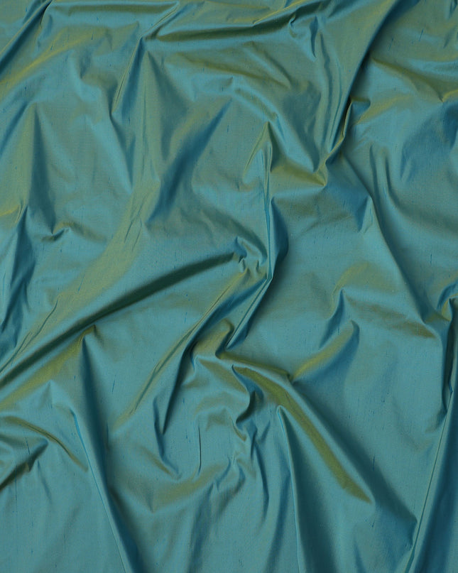 Teal Green Plain Pure Raw Silk Fabric, 140 Cms Width, Made in India-D25988
