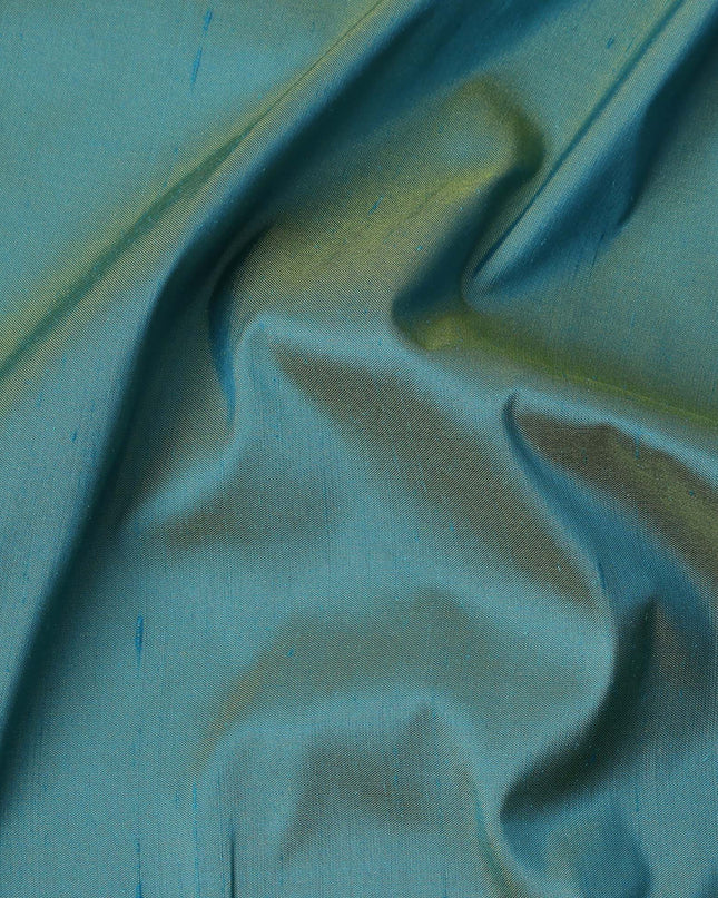 Teal Green Plain Pure Raw Silk Fabric, 140 Cms Width, Made in India-D25988