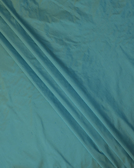 Teal Green Plain Pure Raw Silk Fabric, 140 Cms Width, Made in India-D25988